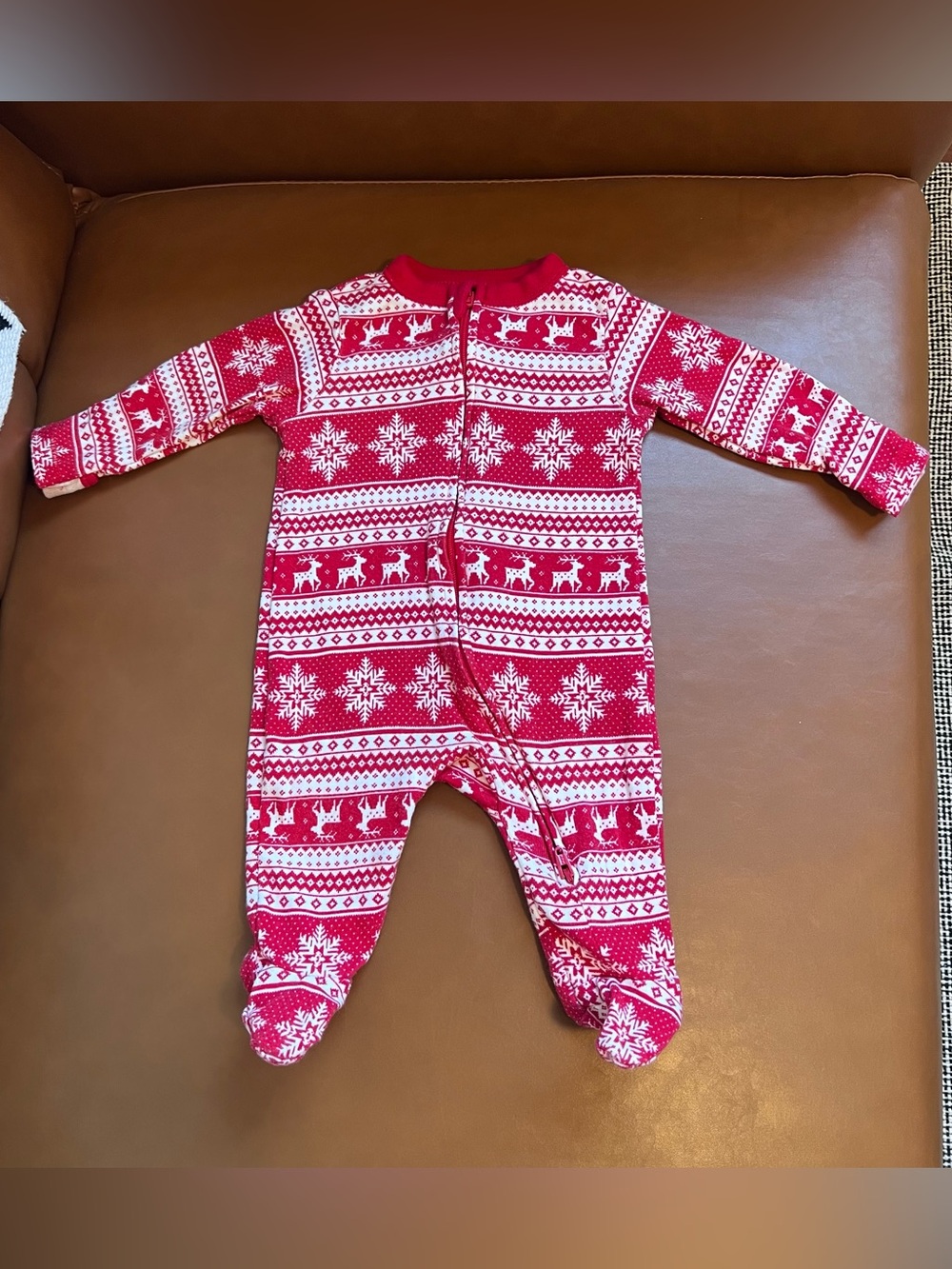Old Navy Match The Fam Christmas Reindeer Footed Sleeper Pajamas 0-3M